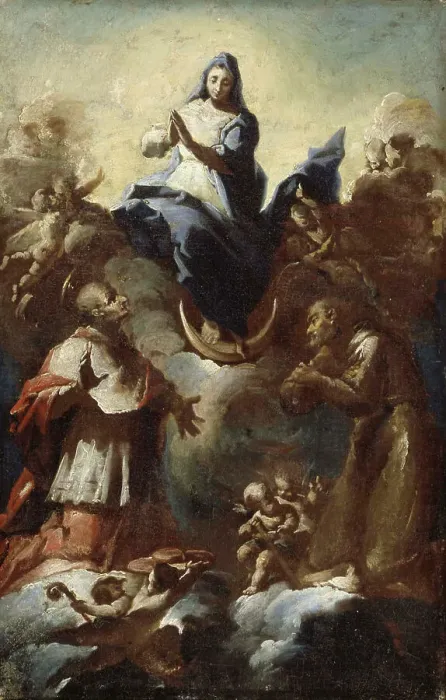 Framed Print : Virgin on the crescent moon with two saints, 1700-1750. Creator: Franz Anton Maulbertsch Framed Print : Virgin on the crescent moon with two saints, 1700-1750. Creator: Franz Anton Maulbertsch