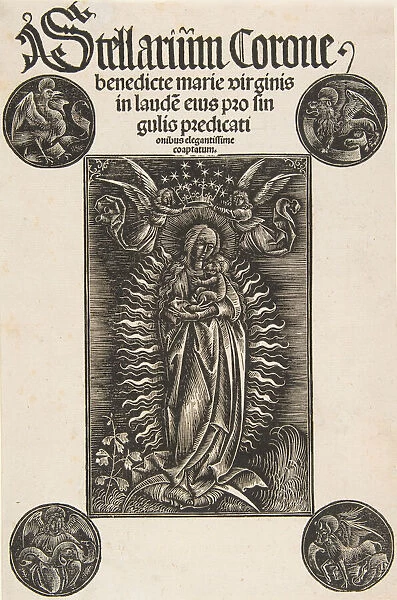 Virgin on a Crescent, Title-page from Pelbartus de Temesvar: Stellarium corone (Schr