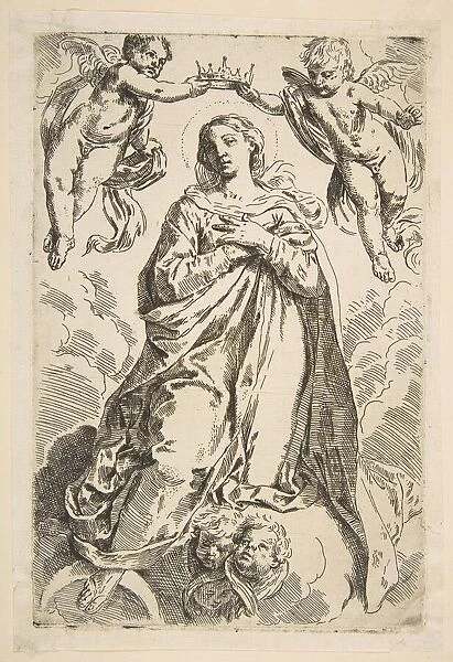 The Virgin being crowned by two angels, copy after Cantarini, 17th century