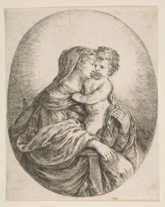 Framed Print : Virgin Embracing the Christ Child, ca. 1641. Creator: Stefano della Bella Framed Print : Virgin Embracing the Christ Child, ca. 1641. Creator: Stefano della Bella