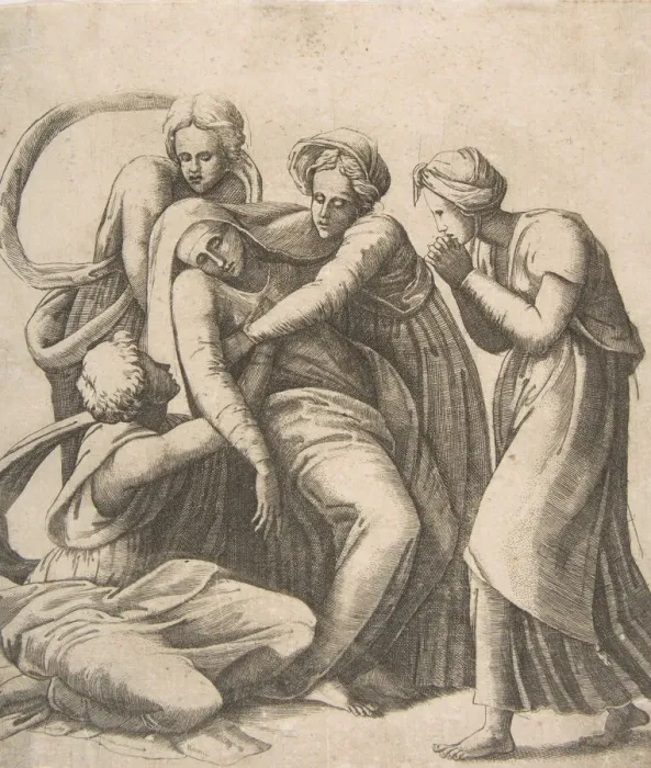 Framed Print : The Virgin fainting and being supported in the arms of the holy women, 1531-76 Framed Print : The Virgin fainting and being supported in the arms of the holy women, 1531-76