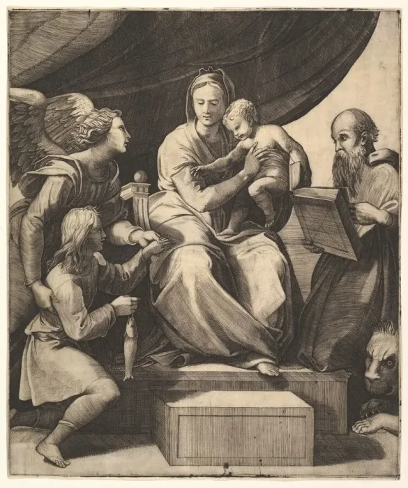 Framed Print : The Virgin of the Fish, ca. 1515-27. Creator: Unknown Framed Print : The Virgin of the Fish, ca. 1515-27. Creator: Unknown