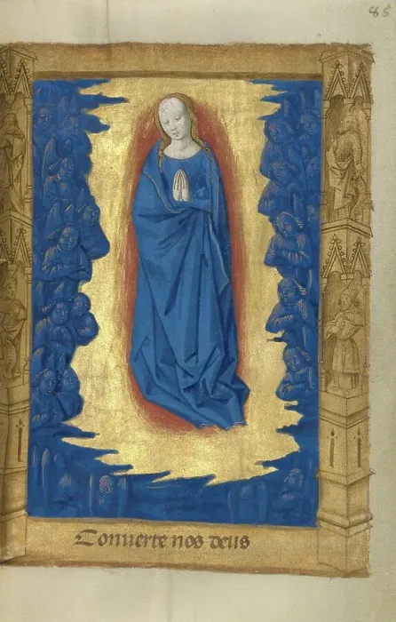 Framed Print : The Virgin in a Glory of Angels; Book of Hours, 1478. Creator: Master of Guillaume Lambert Framed Print : The Virgin in a Glory of Angels; Book of Hours, 1478. Creator: Master of Guillaume Lambert