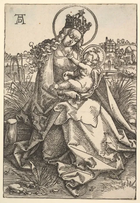 Framed Print : The Virgin on the Grassy Bank, 1505. Creator: Hans Baldung Framed Print : The Virgin on the Grassy Bank, 1505. Creator: Hans Baldung