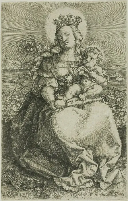Framed Print : The Virgin on the Grassy Bank, 1520 / 69. Creator: Jacob Binck Framed Print : The Virgin on the Grassy Bank, 1520 / 69. Creator: Jacob Binck