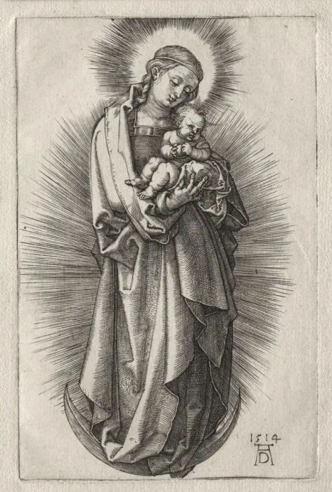 Framed Print : The Virgin with Hairband on a Crescent Moon, 1508. Creator: Albrecht Dürer (German Framed Print : The Virgin with Hairband on a Crescent Moon, 1508. Creator: Albrecht Dürer (German