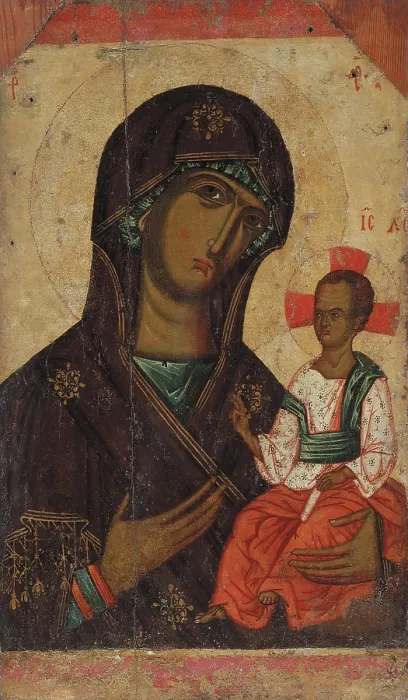 Framed Print : The Virgin Hodegetria of Volyn, First Half of 14th century. Creator: Byzantine Master Framed Print : The Virgin Hodegetria of Volyn, First Half of 14th century. Creator: Byzantine Master