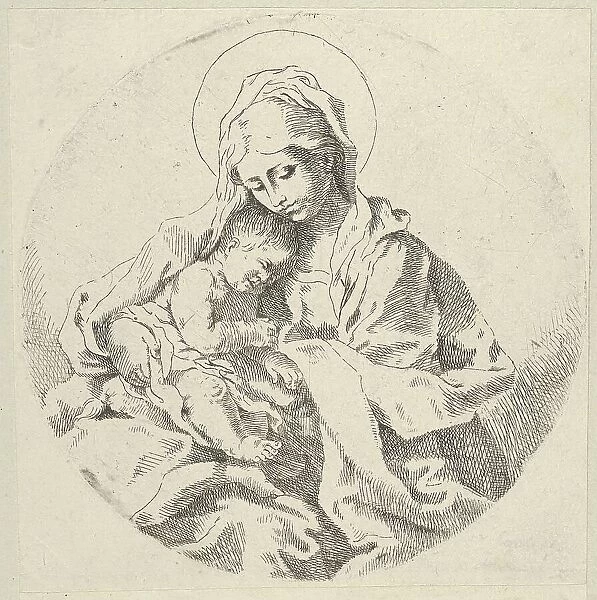 The Virgin holding the infant Christ, a circular composition, after Reni, ca. 1600-1640. Creator: Anon