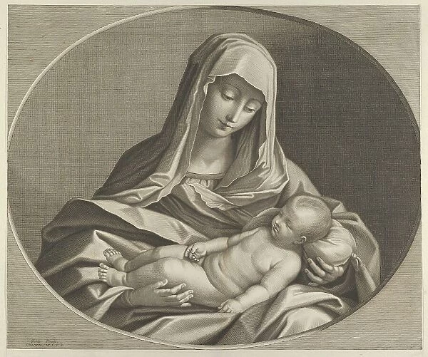 The Virgin holding the sleeping infant Christ on her lap, after Reni, 1741-84. Creator: Anon