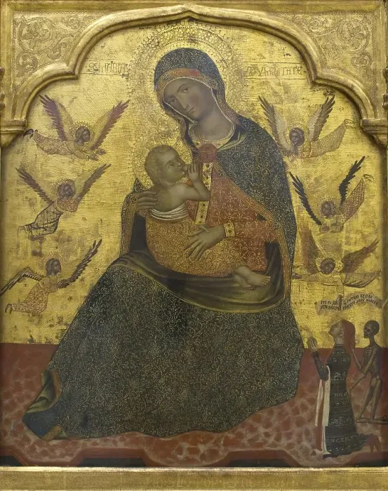 Framed Print : The Virgin of Humility with Angels and a Donor, 1360. Creator: Anon Framed Print : The Virgin of Humility with Angels and a Donor, 1360. Creator: Anon