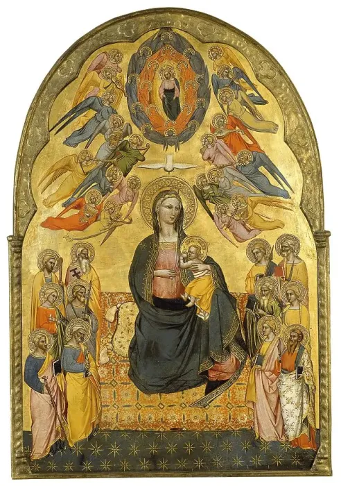 Framed Print : The Virgin of Humility with the Holy Father, the Holy Spirit and the twelve Apostles, 1375. Creator: Cenni di Francesco di Ser Cenni Framed Print : The Virgin of Humility with the Holy Father, the Holy Spirit and the twelve Apostles, 1375. Creator: Cenni di Francesco di Ser Cenni