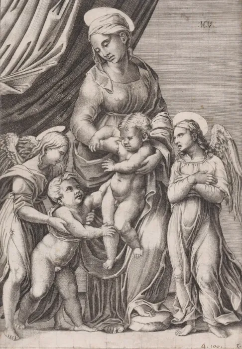 Framed Print : The Virgin, the Infant Christ, Infant Saint John, and Two Angels, dated 1516 Framed Print : The Virgin, the Infant Christ, Infant Saint John, and Two Angels, dated 1516