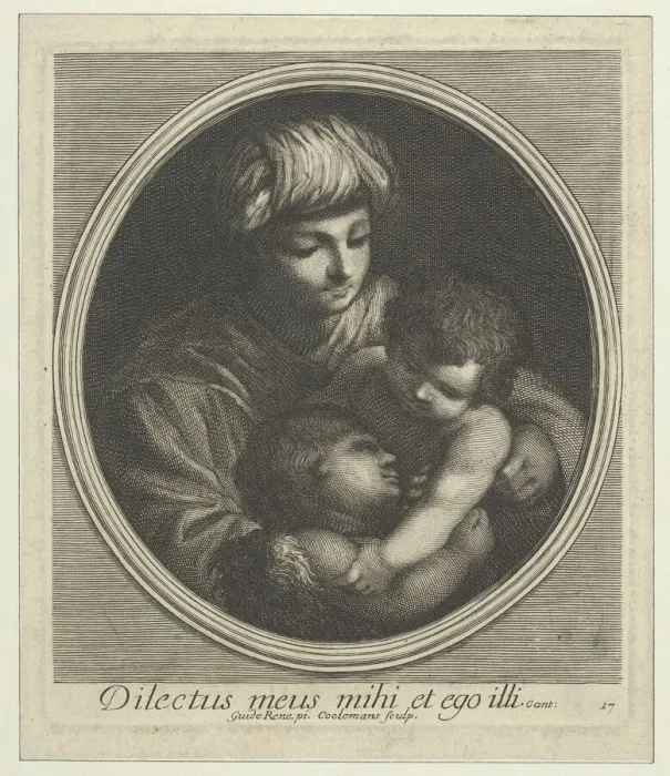 Framed Print : The Virgin with the infant Christ and the young Saint John the Baptist, in a circular... 1690-1700. Creator: Jacobus Coelemans Framed Print : The Virgin with the infant Christ and the young Saint John the Baptist, in a circular... 1690-1700. Creator: Jacobus Coelemans