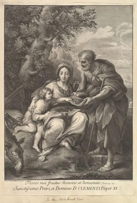 Framed Print : The Virgin and Joseph with the Young Jesus, 1710-40. Creator: Johann Jakob Frey the Elder Framed Print : The Virgin and Joseph with the Young Jesus, 1710-40. Creator: Johann Jakob Frey the Elder