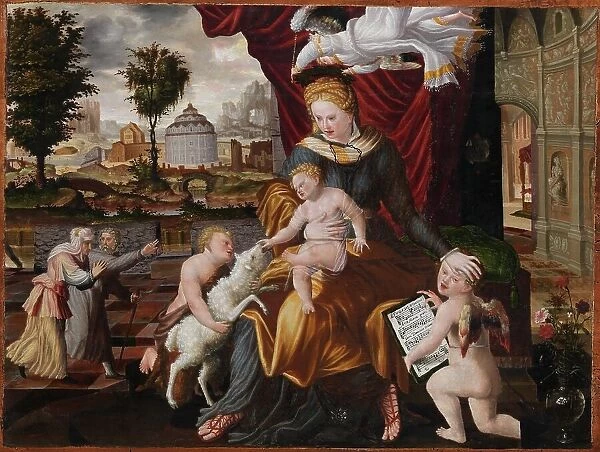 The Virgin Mary and Child, the Infant St. John and two angels, 1552. Creator: Melchior Lorck