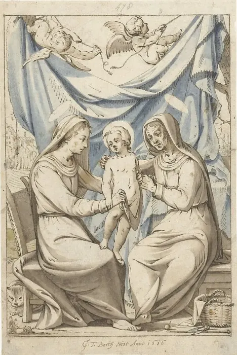 Framed Print : The Virgin Mary with Child and Saint Anna, 1616. Creator: Gerard ter Borch I Framed Print : The Virgin Mary with Child and Saint Anna, 1616. Creator: Gerard ter Borch I