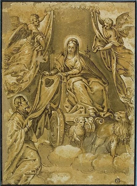 Virgin Mary Handing Scapular to Saint Simon Stock, n.d. Creator: Paolo Veronese