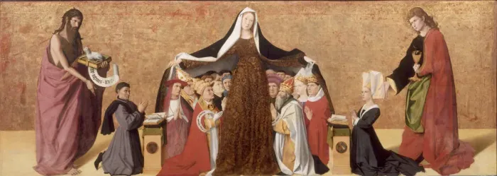 Framed Print : The Virgin of Mercy of the Cadard Family, 1453. Artist: Quarton (or Charonton), Enguerrand (ca 1410?ca 1466) Framed Print : The Virgin of Mercy of the Cadard Family, 1453. Artist: Quarton (or Charonton), Enguerrand (ca 1410?ca 1466)
