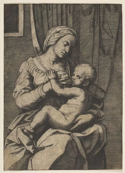 Virgin nursing the infant Christ on her lap, 1515-20. Creator: Marco Dente