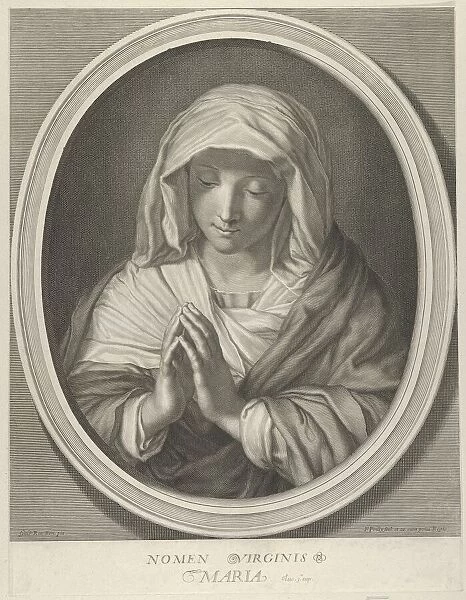 The Virgin in prayer looking down, in an oval frame, after Reni, 1640-93