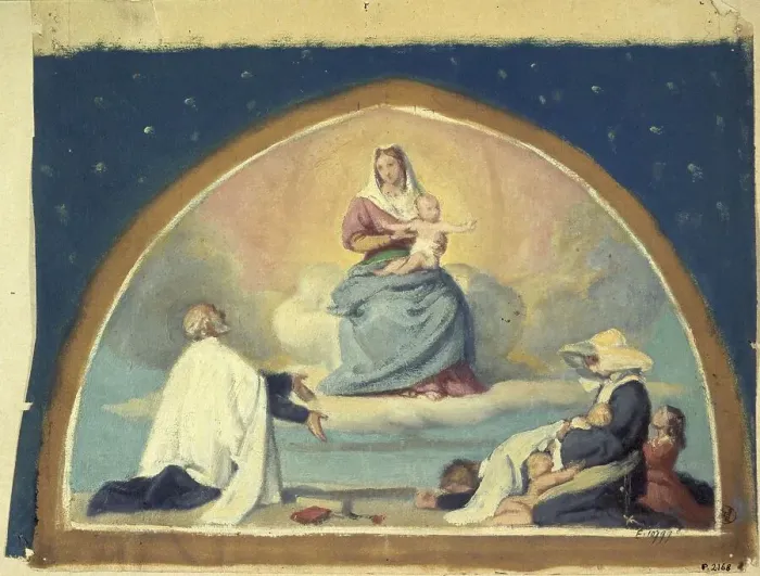 Framed Print : The Virgin presenting the Child Jesus to Saint Vincent de Paul, 1857. Creator: Jules Richomme Framed Print : The Virgin presenting the Child Jesus to Saint Vincent de Paul, 1857. Creator: Jules Richomme