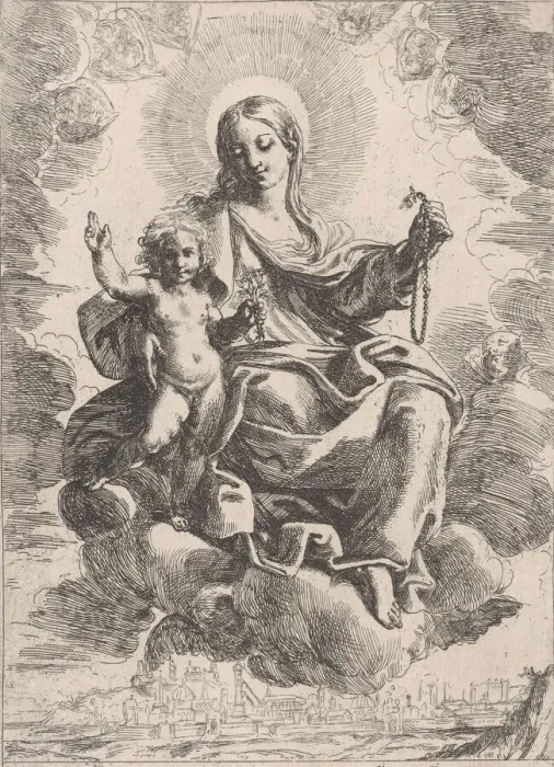 Framed Print : The Virgin of the Rosary, 1645-84. Creator: Domenico Maria Canuti Framed Print : The Virgin of the Rosary, 1645-84. Creator: Domenico Maria Canuti