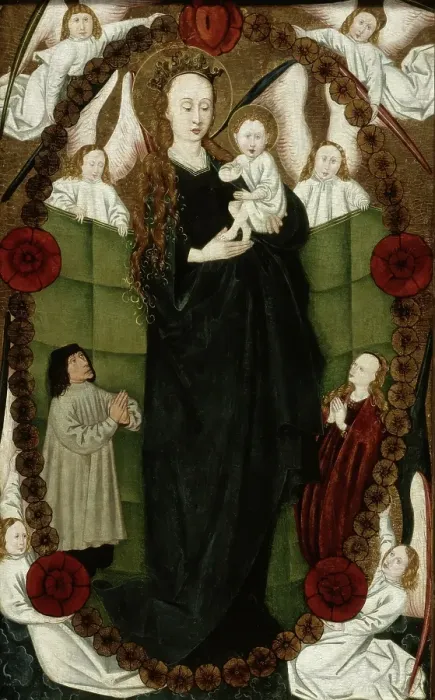 Framed Print : Virgin of the Rosary with Patrons and Angels, about 1480. Creator: Unknown Framed Print : Virgin of the Rosary with Patrons and Angels, about 1480. Creator: Unknown