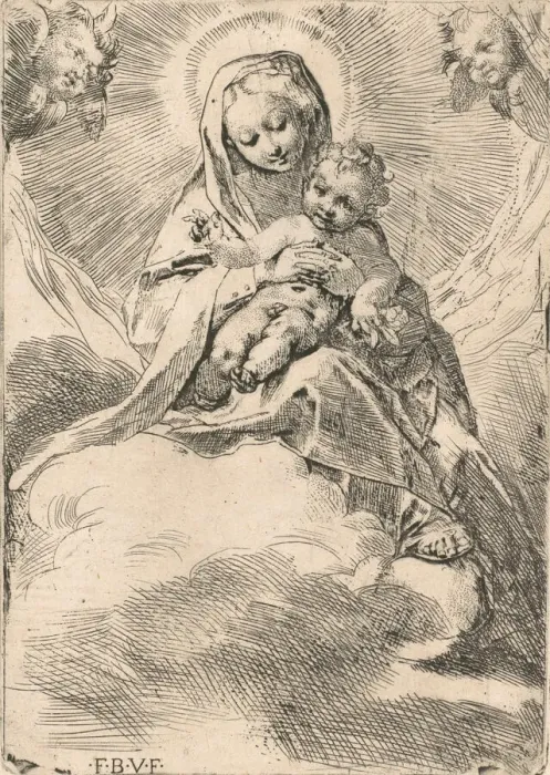 Framed Print : The Virgin seated on a cloud, 1580-84. Creator: Federico Barocci Framed Print : The Virgin seated on a cloud, 1580-84. Creator: Federico Barocci