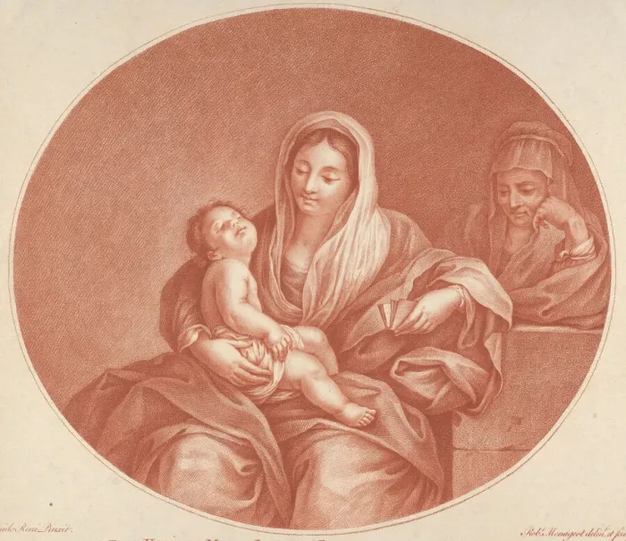 Framed Print : The Virgin seated with the infant Christ sleeping in her lap, Saint Elizabeth at right Framed Print : The Virgin seated with the infant Christ sleeping in her lap, Saint Elizabeth at right