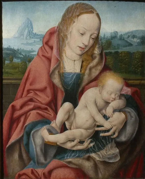 Framed Print : The Virgin with the Sleeping Child, ca 1510-1520. Creator: Cleve, Joos van (ca Framed Print : The Virgin with the Sleeping Child, ca 1510-1520. Creator: Cleve, Joos van (ca