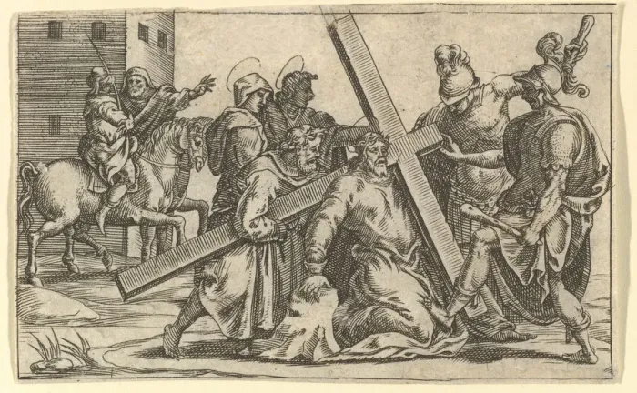 Framed Print : The Virgin of Sorrows: Christ Bearing the Cross; one of nine surrounding compartments f Framed Print : The Virgin of Sorrows: Christ Bearing the Cross; one of nine surrounding compartments f