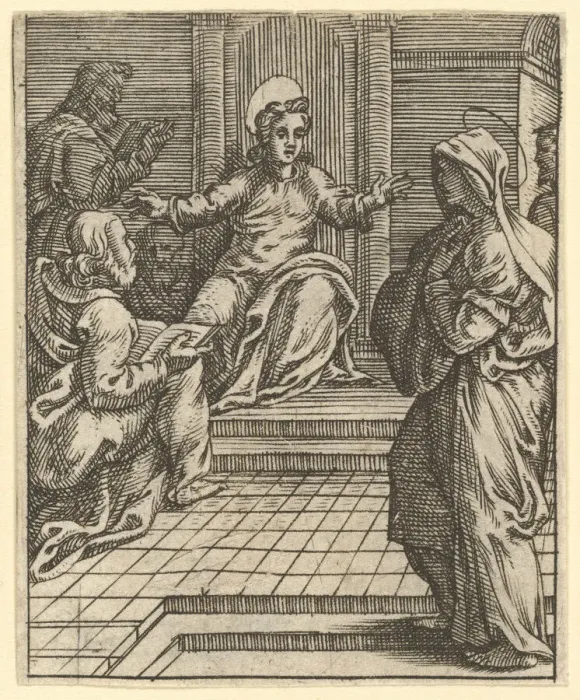 Framed Print : The Virgin of Sorrows: Christ Disputing with the Doctors; one of nine surrounding compa Framed Print : The Virgin of Sorrows: Christ Disputing with the Doctors; one of nine surrounding compa