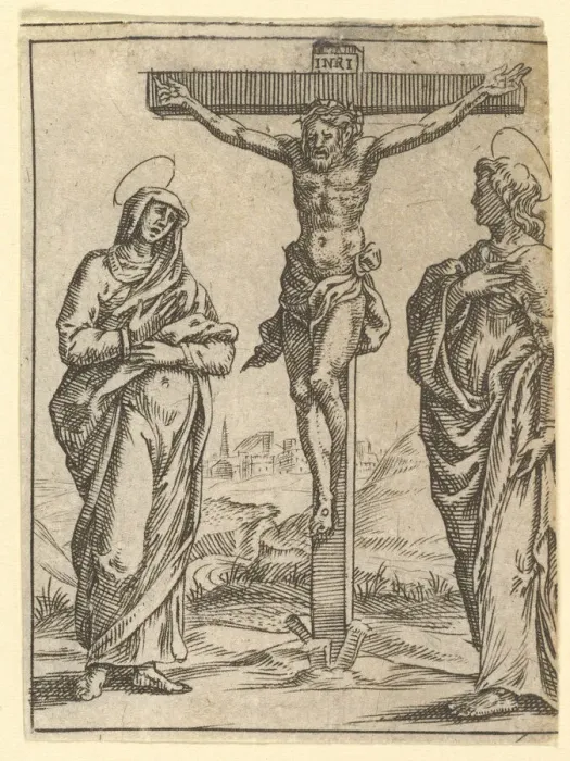 Framed Print : The Virgin of Sorrows: The Crucifixion; one of nine surrounding compartments from the V Framed Print : The Virgin of Sorrows: The Crucifixion; one of nine surrounding compartments from the V