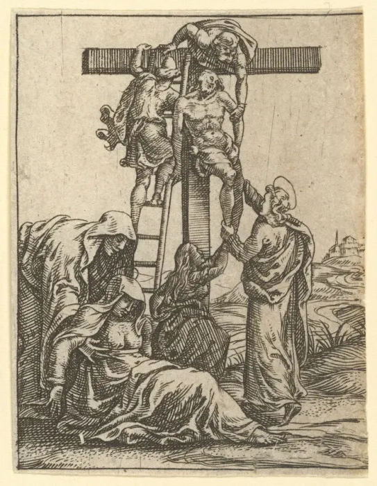 Framed Print : The Virgin of Sorrows: The Descent from the Cross; one of nine surrounding compartments Framed Print : The Virgin of Sorrows: The Descent from the Cross; one of nine surrounding compartments