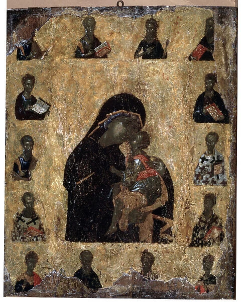 Virgin of Tenderness with the Saints (The Virgin Eleusa), Byzantine icon, 14th century