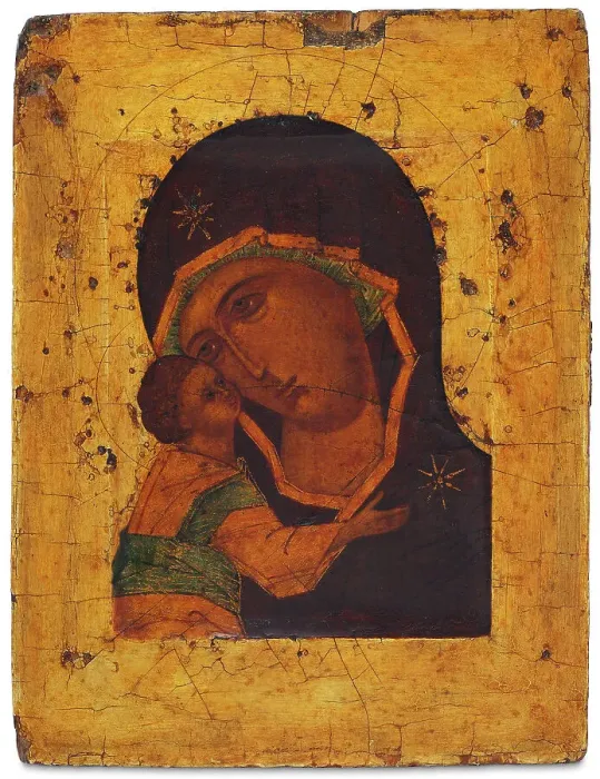 Framed Print : The Virgin of Vladimir, 16th century. Creator: Russian icon