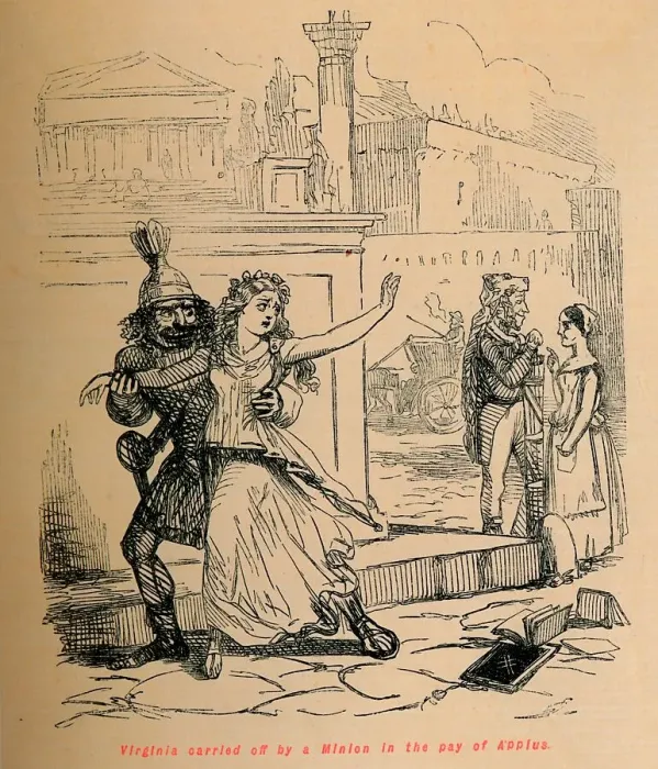 Framed Print : Virginia carried off by a Minion in the pay of Appius, 1852. Artist: John Leech Framed Print : Virginia carried off by a Minion in the pay of Appius, 1852. Artist: John Leech