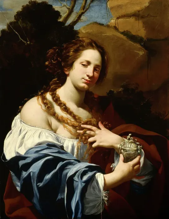 Framed Print : Virginia da Vezzo, the Artist's Wife, as the Magdalen, c1627. Creator: Simon Vouet Framed Print : Virginia da Vezzo, the Artist's Wife, as the Magdalen, c1627. Creator: Simon Vouet