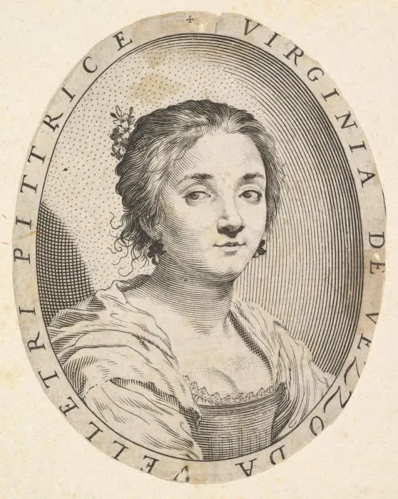 Framed Print : Virginia da Vezzo, Wife of Simon Vouet, 1626. Creator: Claude Mellan Framed Print : Virginia da Vezzo, Wife of Simon Vouet, 1626. Creator: Claude Mellan
