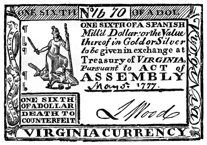 Framed Print : Virginia paper money, 1777 (c1880) Framed Print : Virginia paper money, 1777 (c1880)