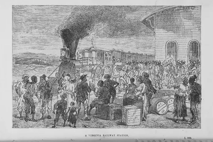 Framed Print : A Virginia Railway Station, 1882. Creator: Unknown Framed Print : A Virginia Railway Station, 1882. Creator: Unknown