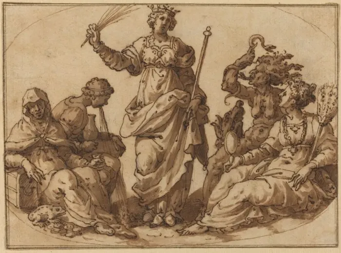 Framed Print : Virtue Triumphing over Vices, 16th century. Creator: Unknown Framed Print : Virtue Triumphing over Vices, 16th century. Creator: Unknown