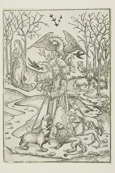 Framed Print : The Virtues of Christ and the Wickedness of His Enemies Symbolized by Diverse Birds... 1491. Creator: Michael Wolgemut Framed Print : The Virtues of Christ and the Wickedness of His Enemies Symbolized by Diverse Birds... 1491. Creator: Michael Wolgemut