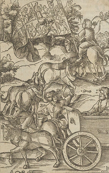 The Virtuous Man on a Chariot on his Way to Heaven, from Hymmelwagen auff dem