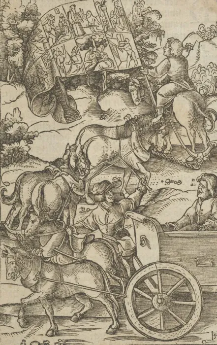 Framed Print : The Virtuous Man on a Chariot on his Way to Heaven, from Hymmelwagen auff dem Framed Print : The Virtuous Man on a Chariot on his Way to Heaven, from Hymmelwagen auff dem