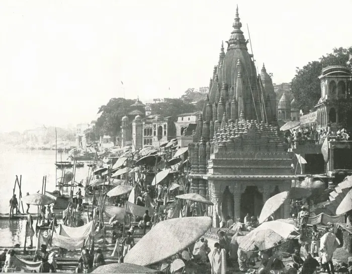 Framed Print : The Vishnu Pond and Ghat, Benares, India, 1895. Creator: Unknown Framed Print : The Vishnu Pond and Ghat, Benares, India, 1895. Creator: Unknown