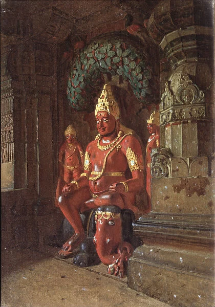 A Vishnu statue in the Indra temple, 1874. Artist: Vereshchagin, Vasili Vasilyevich (1842-1904)