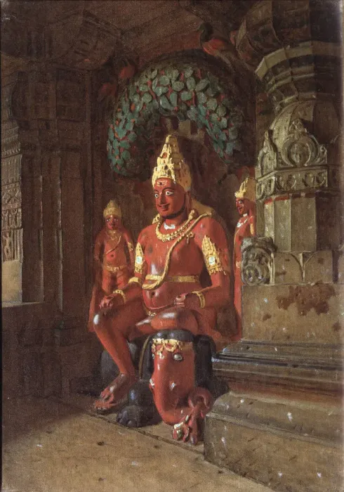 Framed Print : A Vishnu statue in the Indra temple, 1874. Artist: Vereshchagin, Vasili Vasilyevich (1842-1904) Framed Print : A Vishnu statue in the Indra temple, 1874. Artist: Vereshchagin, Vasili Vasilyevich (1842-1904)