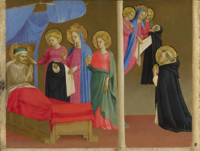 Framed Print : The Vision of the Dominican Habit, ca 1435. Artist: Angelico, Fra Giovanni, (Workshop) Framed Print : The Vision of the Dominican Habit, ca 1435. Artist: Angelico, Fra Giovanni, (Workshop)