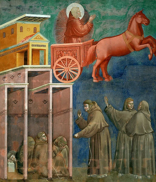 Vision of the Flaming Chariot (from Legend of Saint Francis), 1295-1300. Creator: Giotto di Bondone (1266-1377)
